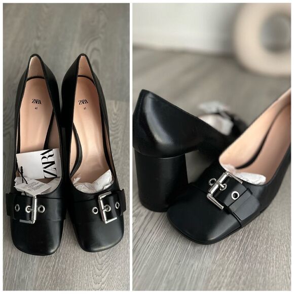 Zara Shoes - Zara Buckled Leather Shoes Heels New